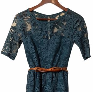 2/$20 Teal Lace Dress with Belt